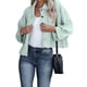 thumbnail image 2 of Chaqueta Corta de Larga con Botones para Mujer, con Dobladillo Sin Rematar y Bolsillos, para Invierno y Otoño Verde M, 2 of 6