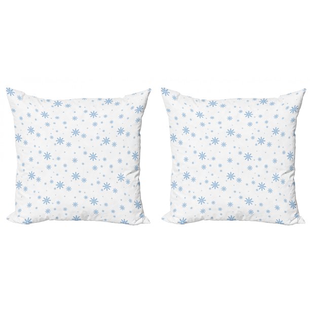 Winter Throw Pillow Cushion Cover Pack of 2, Cold December Design