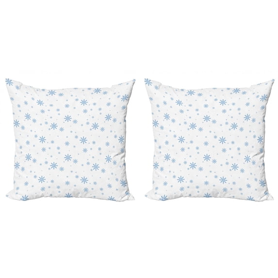 Ambesonne Winter Throw Pillow Cover 2 Pack, Cold December Frost, 20", Blue White