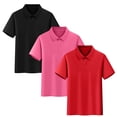thumbnail image 2 of dazeni Boys 3 Pack School Uniforms Tops Short Sleeve Golf Shirts Collared Cotton Tee Summer Clothes for Kids Black2, 2 of 9