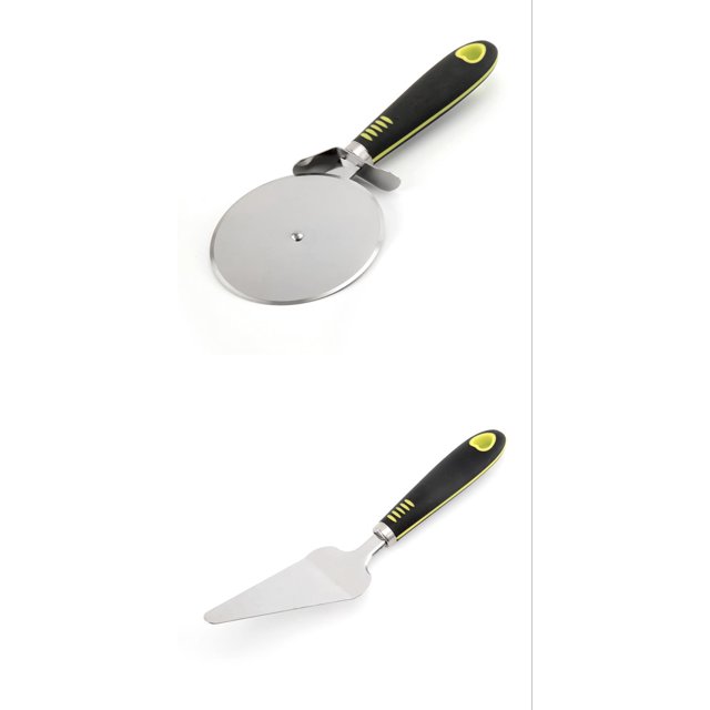 Juego de 2 palas para pizza con mango de madera plegable, rueda cortadora de pizza, servidor de pizza, paleta de pizza de lujo para hornear pan y queso de pizza casero ER