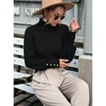 thumbnail image 3 of Women'S Autumn and Winter Sweaters, Lantern Sleeve Knitted Pullovers, Sweater Tops Black L, 3 of 8