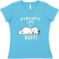 thumbnail image 3 of Inktastic Pyrenees Life is Ruff Great Pyrenees Women's V-Neck T-Shirt, 3 of 5