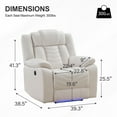 thumbnail image 2 of Comfort Stretch Power Recliner Chair with LED Light,Zero Gravity,USB Ports Electric Reclining Chairs for Living Room,Faux Leather,White, 2 of 6