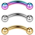 thumbnail image 1 of Briana Williams 14G Stainless Steel Curved Eyebrow Rings Petite Belly Rings Body Jewelry Piercing Se, 1 of 1