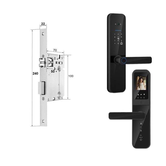 Door Lock, Tuya Digital Electronic Smart Door Lock With Biometric Camera Fingerprint Smart Card Password Key Unlock ,Easy to Install