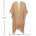 thumbnail image 6 of Half Sleeve Solid Color Women Shawl Open Front Tassel Sunscreen Summer Thin Bikini Cover Up Shawl Beachwear, 6 of 7