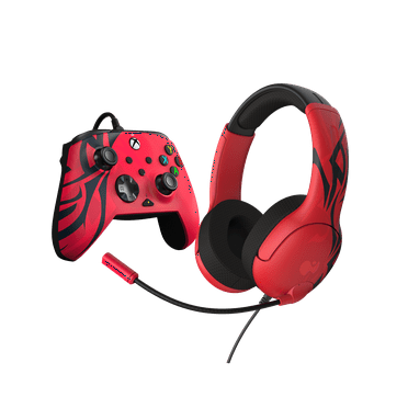 PDP Spirit Red Bundle Pack: REMATCH Advanced Wired Controller & AIRLITE Wired Headset For Xbox Series X|S, Xbox One, & Windows 10/11 PC