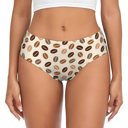Sikiie Cute Coffee Bean Print Women s High Waisted Cotton Underwear Soft Breathable Panties Stretch Briefs Seamless Ladies Panties-Large