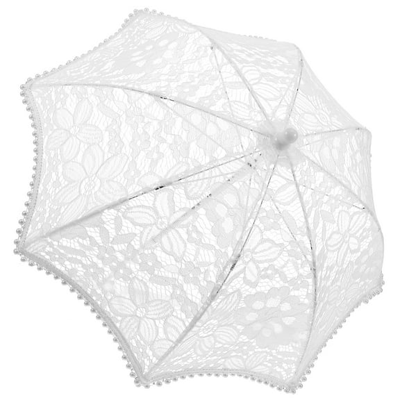 Supvox Lace Parasol Bridal White Iron Cloth for Decor and Wedding Props