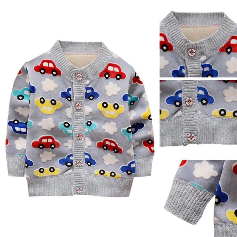 Forartt Infant Toddler Baby Boys Girls Cartoon Car Soft Sweater Cardigan Outerwear