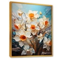 thumbnail image 2 of Designart "Gray And White Daffodils In Bold Colors I" Daffodils Floater Framed Wall Art Living Room, 2 of 5