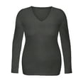 thumbnail image 2 of Emmalise Women's Junior and Plus Size Vneck Tshirt Long Sleeves Shirt Tee, 2xl, Heather Charcoal, 2 of 4