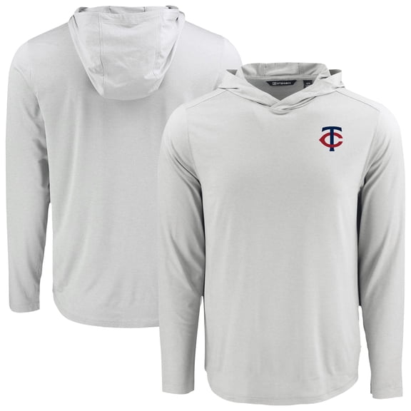 Men's Cutter & Buck Gray Minnesota Twins Coastline Epic Comfort Recycled Eco Hoodie Long Sleeve T-Shirt