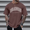 thumbnail image 4 of Caqnni Men's Loose Casual Crew Collar Top Fashion Short Sleeve T Shirt Summer Letter Print Shirt (Brown,M), 4 of 4