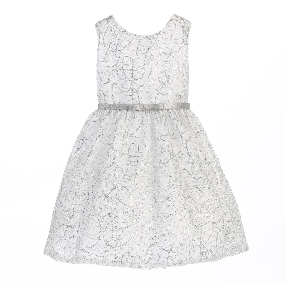 Sweet Kids - Sweet Kids Little Girls White Silver Metallic Cord ...