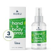 KOKU Citrus Hand & Body Spray | Lime Scent | Three 3-Ounce Travel-Size Spray Bottles
