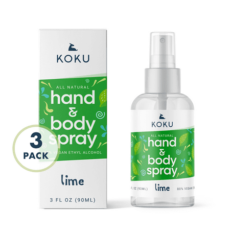 KOKU Citrus Hand & Body Spray | Lime Scent | Three 3-Ounce Travel-Size Spray Bottles