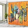 thumbnail image 4 of Ambesonne Saxophone Shower Curtain, Jazz Musicians Robots, 69"Wx70"L, Burnt Orange Multicolor, 4 of 4