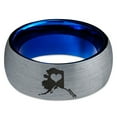 thumbnail image 2 of Tungsten Alaska The Last Frontier State Heart Band Ring 8mm Men Women Comfort Fit Blue Dome Brushed Gray Polished, 2 of 4