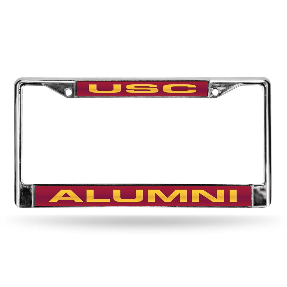 NCAA USC Trojans Laser Cut Inlaid Standard Chrome License Plate Frame 