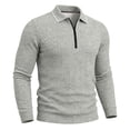 thumbnail image 4 of TOUMENY Men Sweater Zip Collared Long Sleeve Basic Slim Tops Fall Winter Solid Casual Knit Pullover Gray XXL, 4 of 7