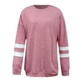thumbnail image 5 of WTXUE Long Sleeve Shirts for Women Color Block Comfy Crewneck T Shirt Basic Tees Loose Casual Blouses Oversized Tunic Tops Patchwork Blouse Fall Outfits 2026 Trendy Spring Clothes Pink S, 5 of 5