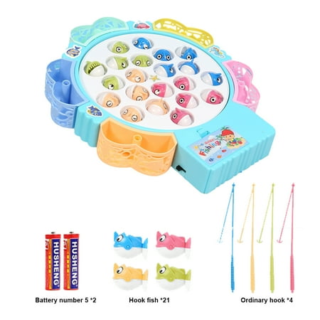 KYAIGUO Toddler Baby Fishing Game Playset Electric Pole Fish Fishing Reel Spinning Music for Boys and Girls 3 4 5 6 Years Old