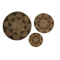 DecMode Brown Rattan Handmade Woven Basket Plate Wall Decor (3 Count)