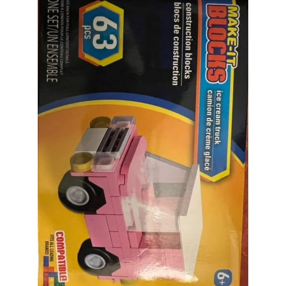 Make It Blocks 63 Pieces Tube, Ice Cream Truck Construction Building  Toy, Interlocking Mini Puzzle Blocks for Kids