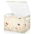 thumbnail image 2 of WOBOGO Butterfly Wildflower Pictures Large Collapsible Storage Box Flip Lid Fabric Decorative Organizer Container Basket with Handles 16.5×12.6×11.8in, 2 of 7