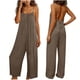 thumbnail image 1 of TaTaai Women Fashion Solid Color Backless Cami Jumpsuit Long Cotton Linen Casual Wear Ladies Fitness Daily Lounge Wear Breathable No Fading Versatile Outfit Gift, 1 of 6