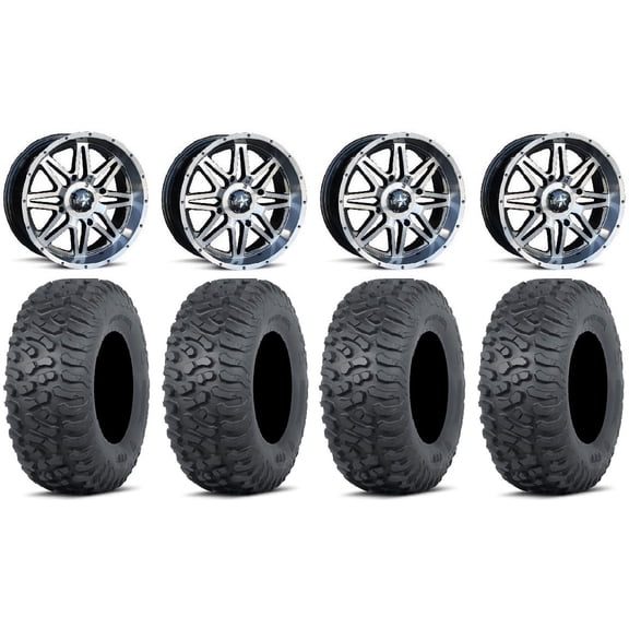 MSA Vibe 14" Wheels Dark Tint 27" Terra Hook Tires Yamaha Viking Wolverine YXZ1000R CFMoto ZForce 950 UForce 1000