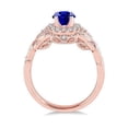 thumbnail image 3 of Limited Time Sale Antique Vintage design 1.75 Carat Blue Sapphire 6mm Round Cut And Moissanite Diamond Engagement Ring in 10k Rose Gold for Women on Sale, 3 of 3