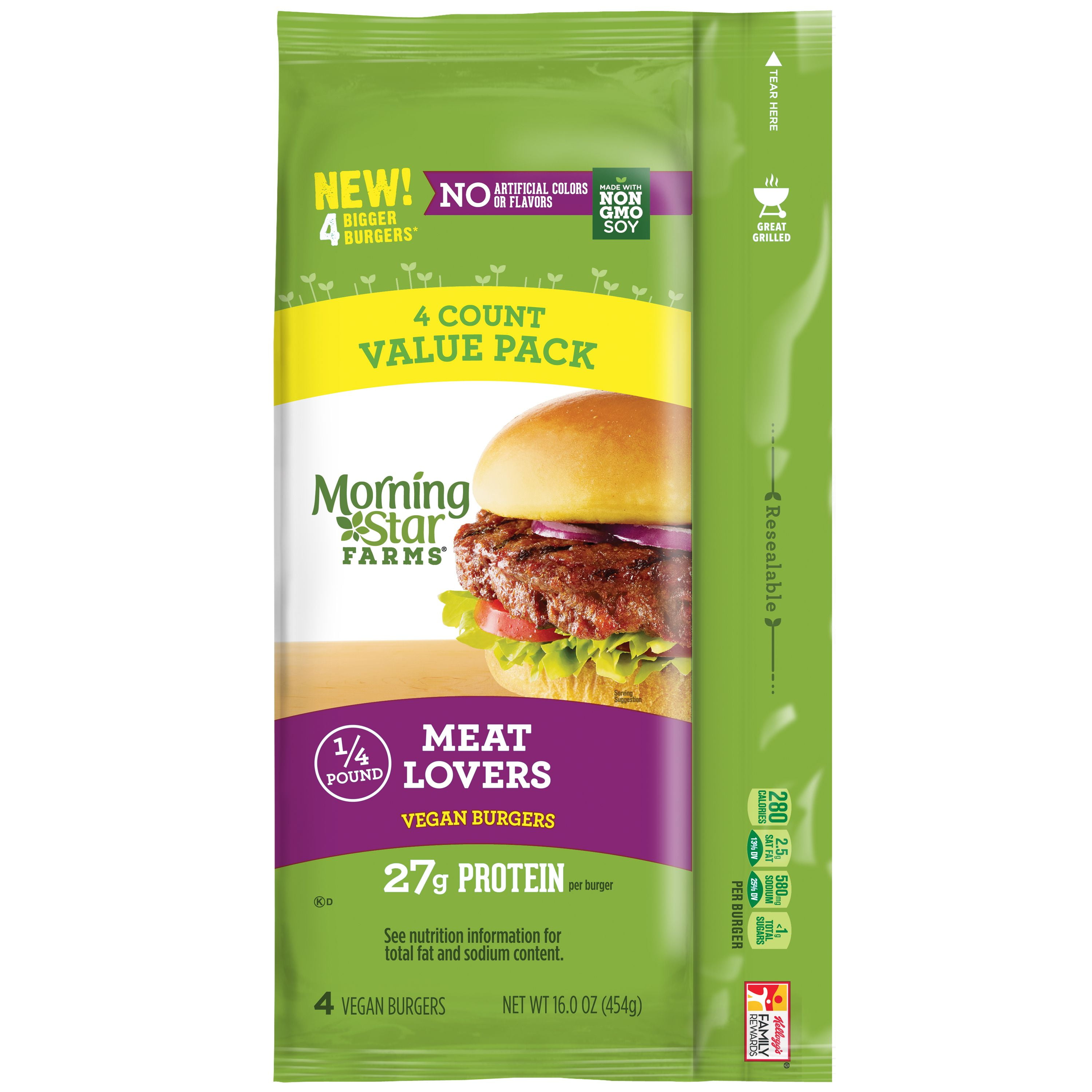 Morningstar Farms Meat Vegan Burgers 4oz 4 Count