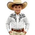 thumbnail image 3 of Tshirts for Kids Boys Western Themed Long Sleeve Button Up Casual Print Shirt Girls' Tops White 6-7 Years, 3 of 5