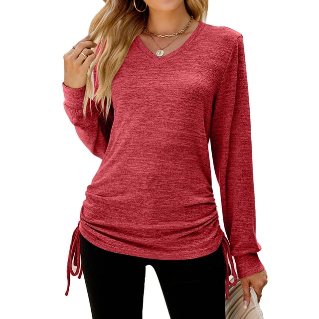 Ichuanyi liquidación femenina otoño/invierno color sólido sólido manga larga con cuello en v ICHUANYI WER2023081603862