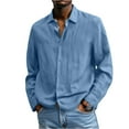 thumbnail image 4 of Qwertyu Mens Linen Dress Shirts Long Sleeve Dress Shirts Plus Size Casual Linen Shirts for Men Button Down Shirt Light Blue M, 4 of 6