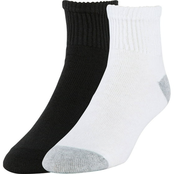 Gildan - Men's Cushion-Sole Black and White Ankle Socks 10-Pack ...