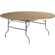 Bowery Hill Round Birchwood Folding Banquet Table in Silver