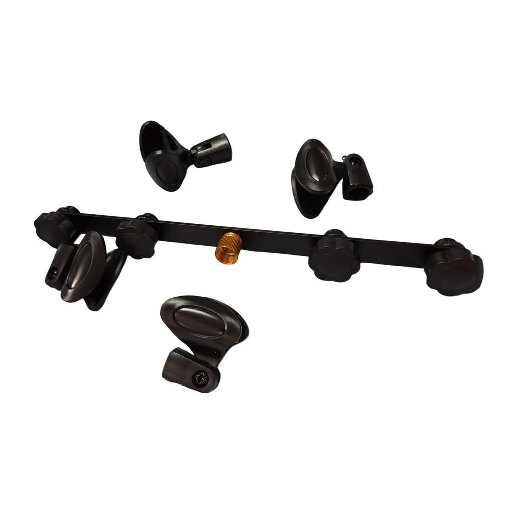 MERIGLARE Microphone Stand Mic Mount Bar Microphone Holder Bracket Multi Mic Display Stand Dynamic Microphone Organizer PP Material Suitable for Studio Performances Group Recording 4 clip