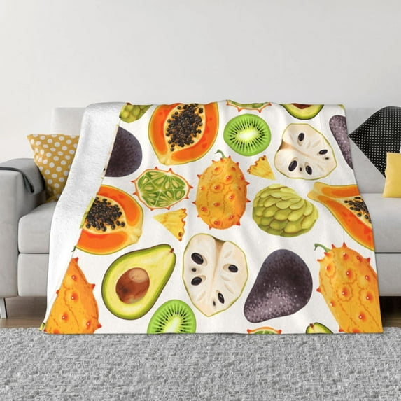 XMXT Throw Blanket, Delicious Fruit Prints Machine Washable Blankets for Sofa, 50 x 40 inches