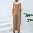 thumbnail image 3 of Letdown Womens Overalls Loose Fit Cotton Linen Bib Overall Wide Leg Jumpsuit Rompers with Pockets, 3 of 7