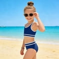 thumbnail image 6 of vigerkar Girls Swimsuit 2 Piece Bikini Set Adjustable Double Strap High Waist Sporty Swimsuits Teens Swimwear for 8-16 Y (Navy, 11-12 Years), 6 of 9
