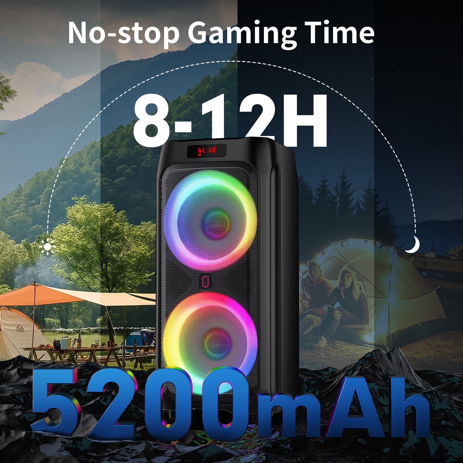 FanFun Karaoke Machine for Adults, 8" Large Bluetooth Party Speaker with Lights, PA System with 500W Peak Power,T9