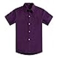 thumbnail image 3 of Spring&Gege Chemises Habillées à Manches Courtes pour Garçons Uniforme Formel Tissé Uni, Violet, 11-12 Ans, 3 of 4