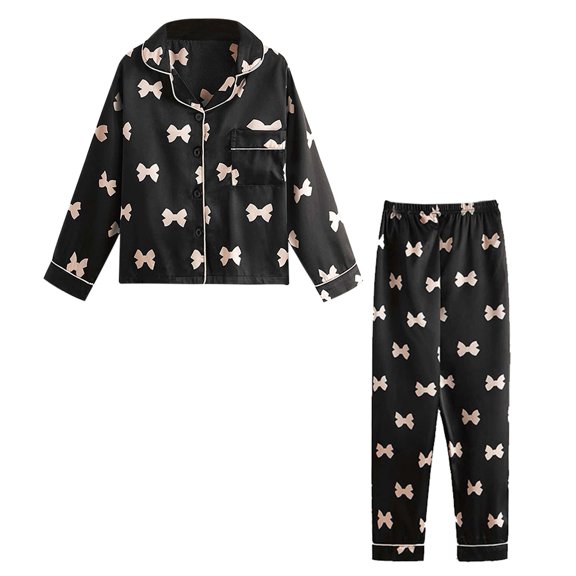 Usaibhir Girls Pajamas Silk PJS Set Satin Sleepwear Long Sleeve Jammies for Kids Button-Down Nightwear Loungewear 7-14 Years
