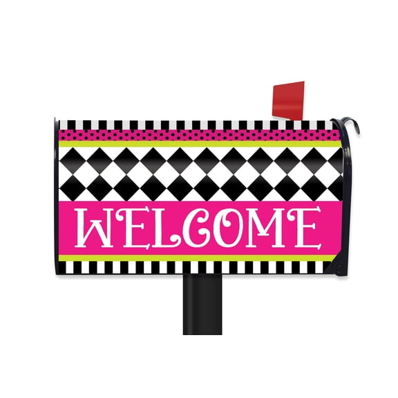 Briarwood Lane Everyday Mailbox Cover - Standard Size - Neon Checkerboard Mailbox Cover
