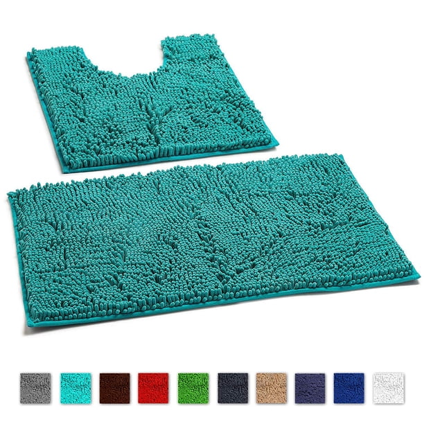 Alfombras de Baño Luxurux Sin Resbalón Súper Suave Chenille de Baña de Baño de Lujo Juego de Contono, Alfombra de Ducha de Lujo Suave +Tocador. LuxUrux tapetes para baño