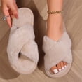 thumbnail image 6 of KEVCHE Womens Fuzzy Slippers ,Cross Band Foam Open Toe Soft House Shoes ,Anti-Slip Indoor Outdoor Comfortable Bedroom Slippers for Everyday Lounging, 6 of 9